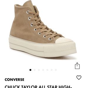 Light khaki suede converse high top size 7